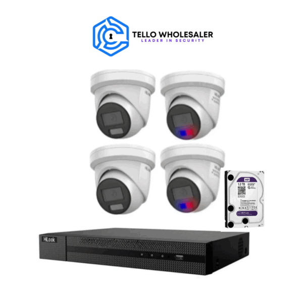 2 x 6mp IP AcuSense Turret + 2 x 6mp All in one Colour Turret  +  1 x 4ch PoE NVR - Image 2