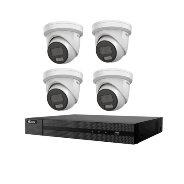 4 x 6mp IP AcuSense Turret +  1 x 4ch PoE NVR - Image 2