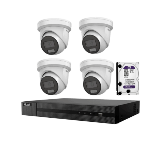 4 x 6mp IP AcuSense Turret +  1 x 4ch PoE NVR - Image 3