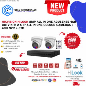 3 x 8mp IP All in one Colour + 1 x 4ch PoE NVR