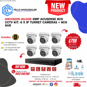 6 x 6mp IP AcuSense Turret + 1 x 8ch PoE NVR