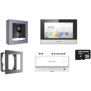 Hikvision 2nd Gen. 2 Wire Intercom Kit, 1-to-1, Door & Room Station, Mount + Distributor