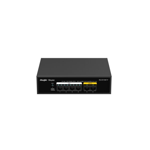 RG-ES106F-P, 6-Port 10/100 Mbps Unmanaged PoE Switch