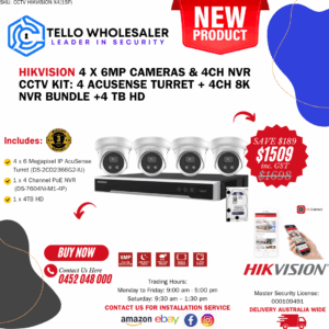 4 x 6mp IP AcuSense Turret (Mic) + 1 x 4ch PoE NVR + 4TB HD