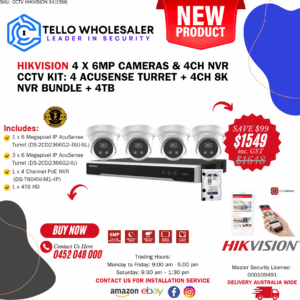 1 x 6mp IP AcuSense Turret (Siren/Strobe) + 3 x 6mp IP AcuSense Turret (Mic) + 1 x 4ch PoE NVR +4TB