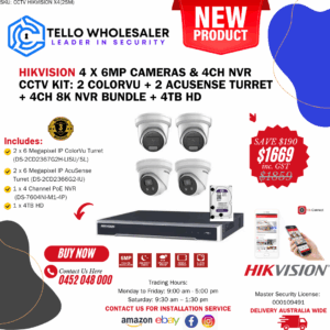 2 x 6 MP IP AcuSense Turret (Mic) + 2 x 6 MP IP Colorvu (Siren/Strobe) + 1 x 4 Ch PoE NVR + 1 X 4TB HD