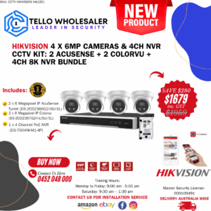 2 x 6 MP IP AcuSense Turret + 2 x 6 MP IP Colorvu + 1 x 4 Ch PoE NVR