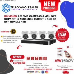 4 x 6mp IP AcuSense Turret (Siren/Strobe) + 1 x 4ch PoE NVR