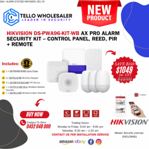 Hikvision DS-PWA96-Kit-WB AX PRO Alarm Security Kit – Control Panel, Reed, PIR + Remote