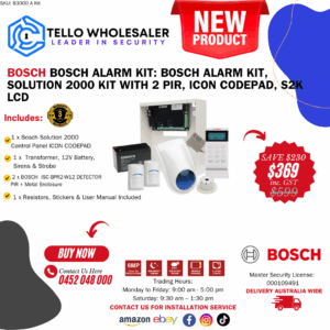 Bosch Alarm Kit, Solution 2000 kit with 2 PIR, Icon Codepad, S2K LCD