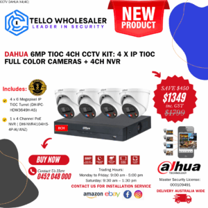 4 x 6MP Tioc Full Color (Siren/Strobe/Two-Way Audio) + 1 x 4 Ch PoE NVR