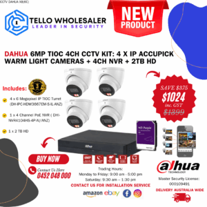 4 x 6MP Accupick Color (Mic/Smart Dual Light) + 1 x 4 Ch PoE NVR + 2TB HD