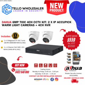 2 x 6MP Accupick Color (Mic/Smart Dual Light) + 1 x 4 Ch PoE NVR