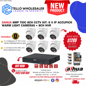 6 x 6MP Accupick Color (Mic/Smart Dual Light) + 1 x 8 Ch PoE NVR