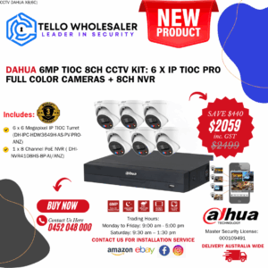 6 x 6MP Tioc Pro Full Color (Siren/Strobe/Two-Way Audio) + 1 x 8 Ch PoE NVR