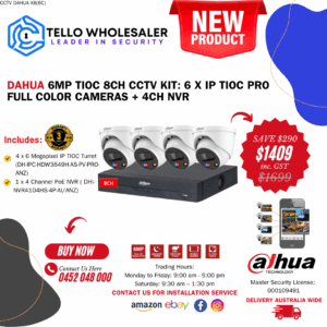 4 x 6MP Tioc Pro Full Color (Siren/Strobe/Two-Way Audio) + 1 x 4 Ch PoE NVR
