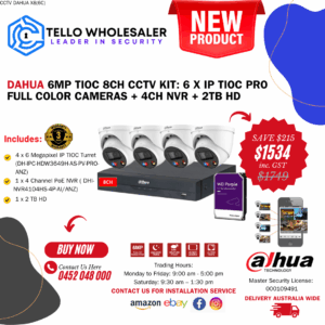 4 x 6MP Tioc Pro Full Color (Siren/Strobe/Two-Way Audio) + 1 x 4 Ch PoE NVR +2TB HD