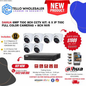 6 x 6MP Tioc Full Color (Siren/Strobe/Two-Way Audio) + 1 x 8 Ch PoE NVR