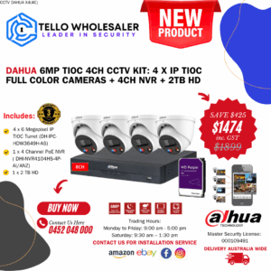 4 x 6MP Tioc Full Color (Siren/Strobe/Two-Way Audio) + 1 x 4 Ch PoE NVR + 2TB HD