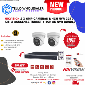 2 x 6 MP IP AcuSense Turret (Mic) + 1 x 4 Ch PoE NVR + 4 TB HD