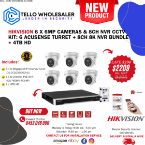 6 x 6 MP IP Acusense Turret (Mic) + 1 x 8 Ch PoE NVR +4TB HD