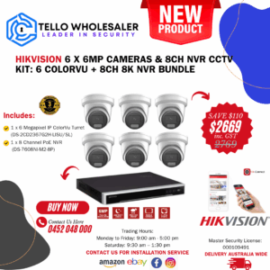6 x 6MP ColorVu Turret (Siren/Strobe) + 1 x 8 Ch PoE NVR