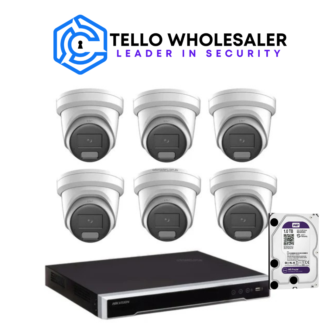 6 x 6MP ColorVu Turret (Siren/Strobe) + 1 x 8 Ch PoE NVR - Image 2