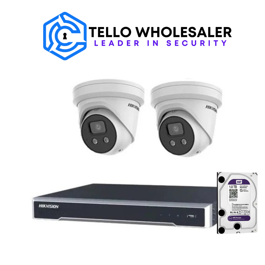 2 x 6 MP IP AcuSense Turret (Mic) + 1 x 4 Ch PoE NVR + 4 TB HD - Image 2